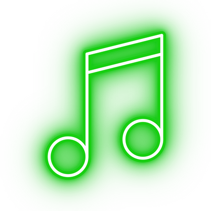 Neon green musical note icon